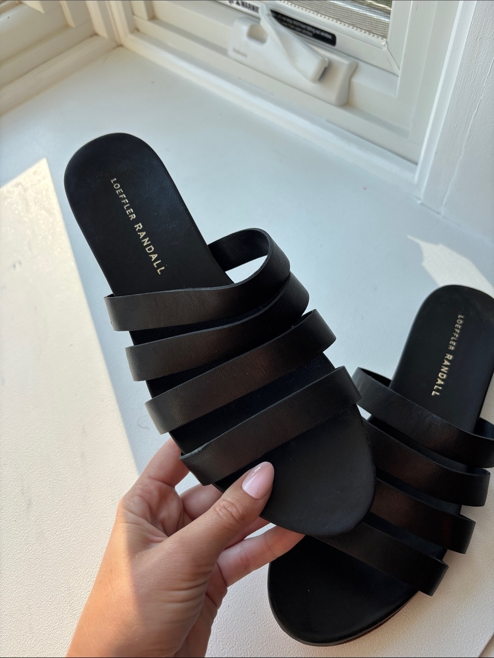 Loeffler Randall Black Strappy Slide Sandals size 8.5